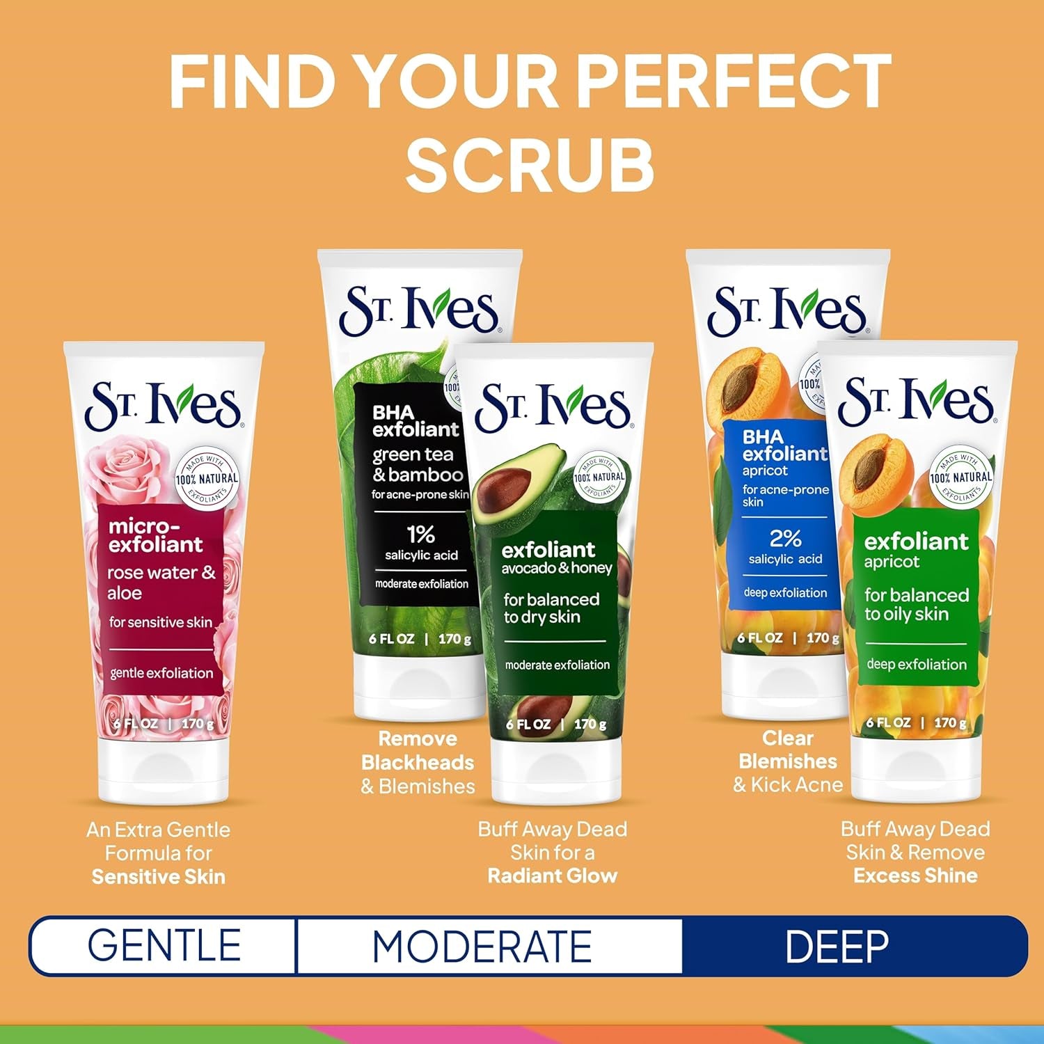 Fresh Skin Apricot Face Scrub, Deep Exfoliator Skin Care for Clean Glowing Skin