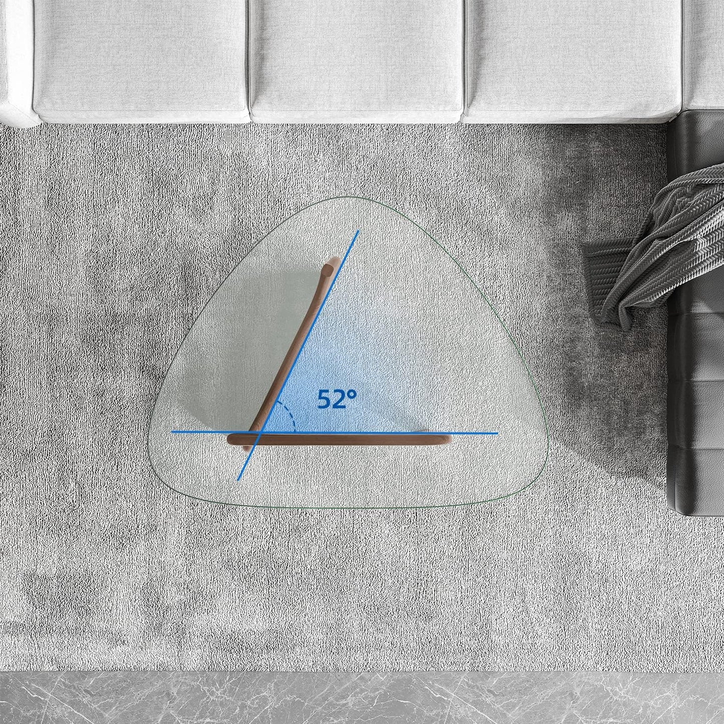 Noguchi Table Triangle Glass Coffee Table for Living Room, Patio, Study