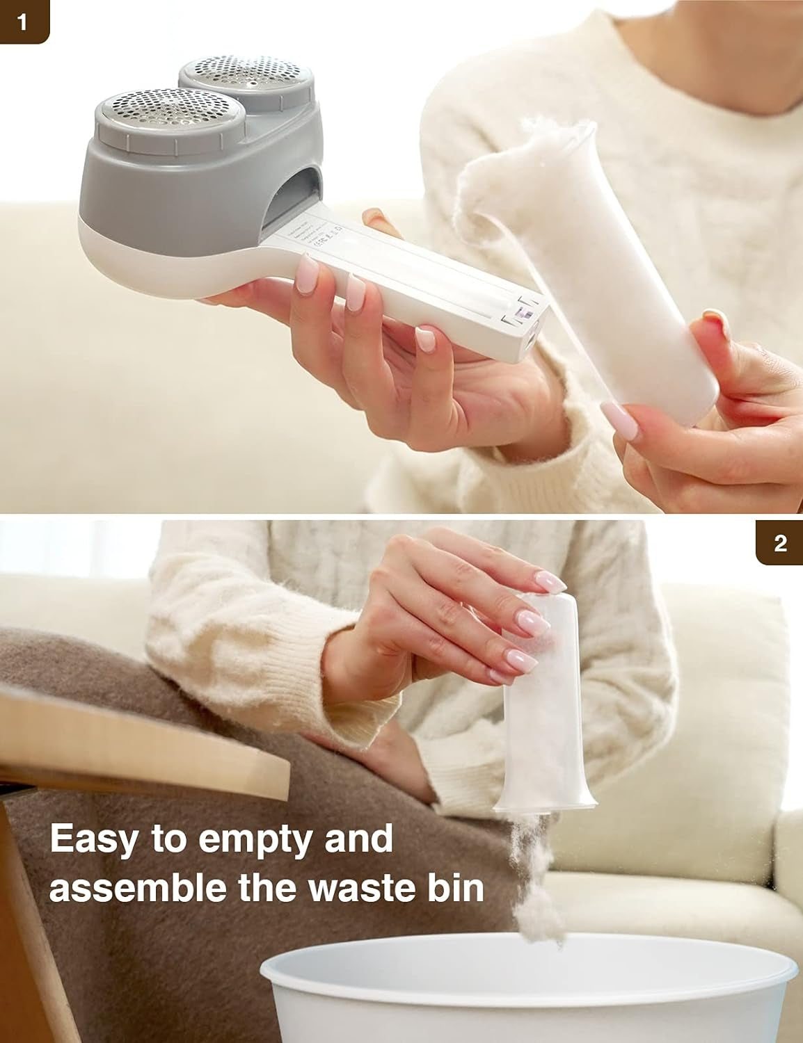 Fabric Shaver, Electric Lint Remover, Rechargeable Lint Shaver (Greyish White)