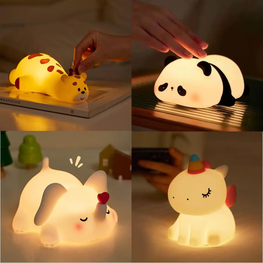 Cute Animal Giraffe Panda Silicone Night Light