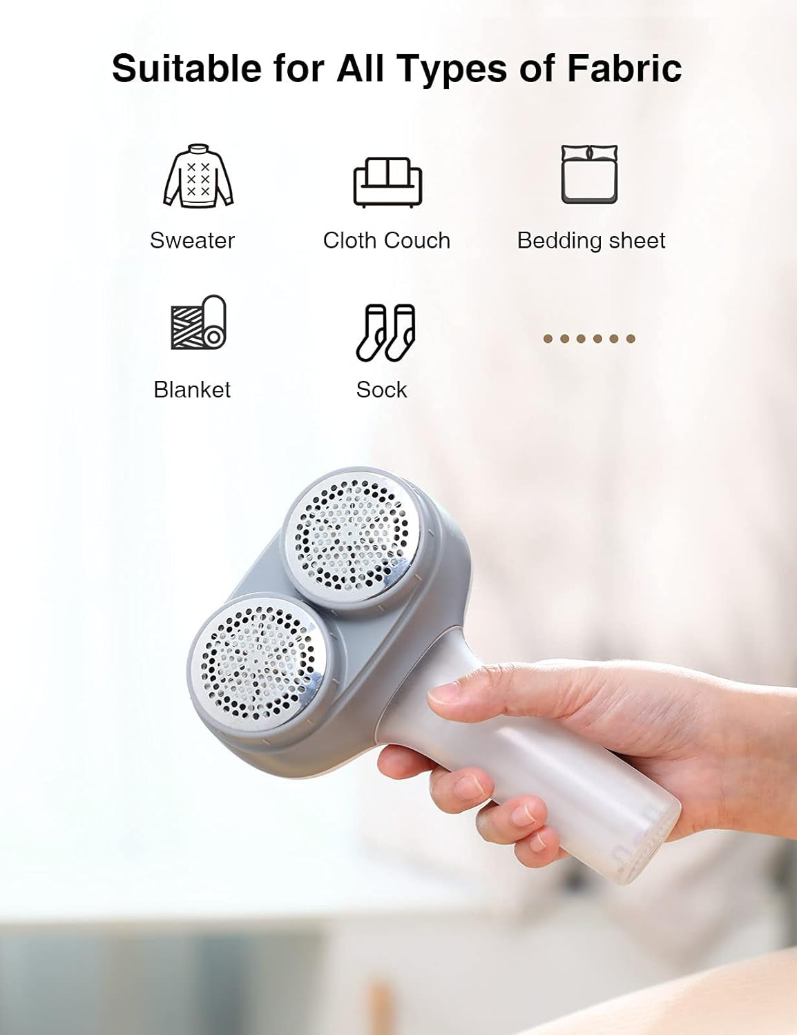 Fabric Shaver, Electric Lint Remover, Rechargeable Lint Shaver (Greyish White)