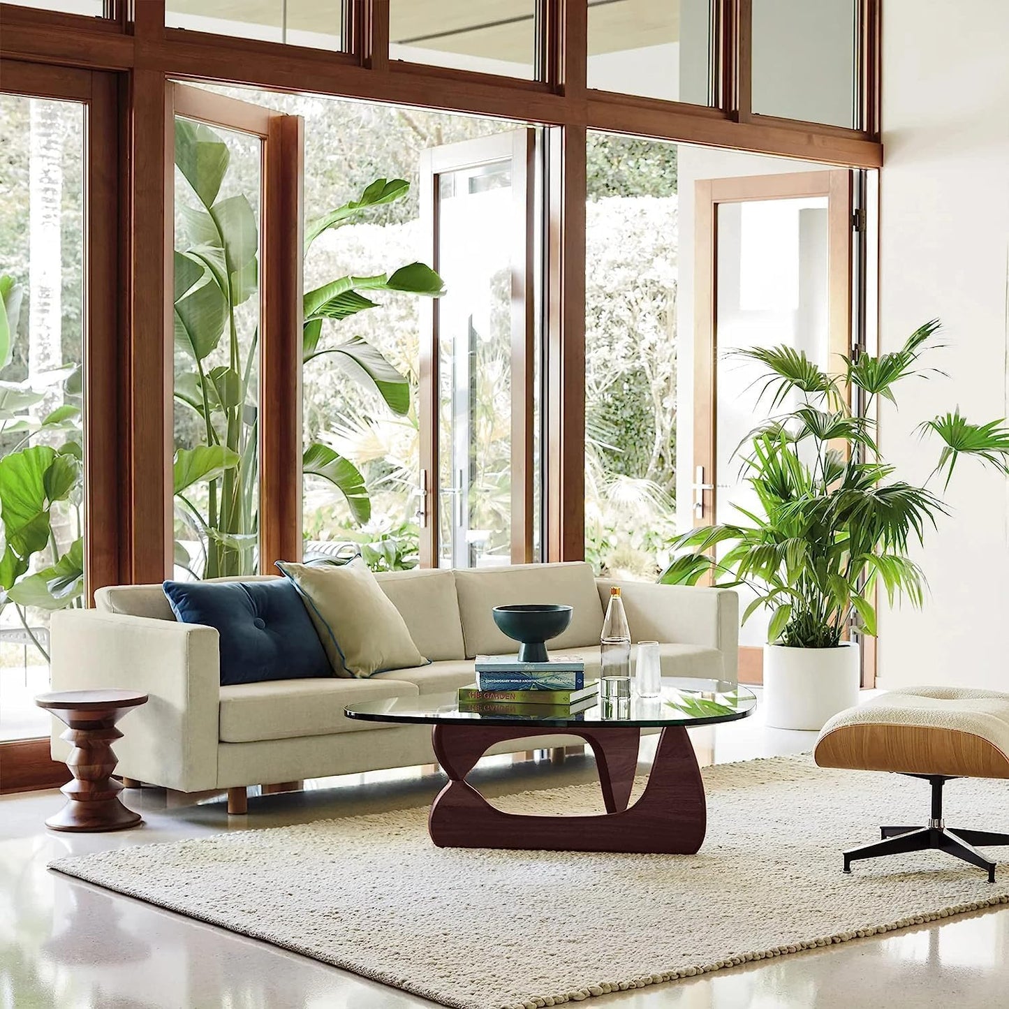 Noguchi Table Triangle Glass Coffee Table for Living Room, Patio, Study
