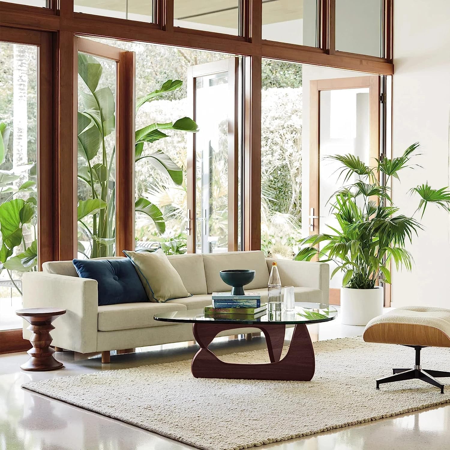 Noguchi Table Triangle Glass Coffee Table for Living Room, Patio, Study