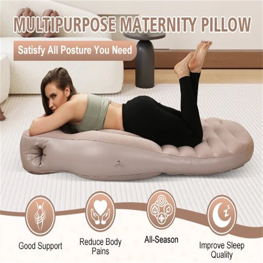 Pregnant Woman Air Mattress with Abdominal Hole,The best for Prone Sleep, PVC Inflatable Maternity Mattress