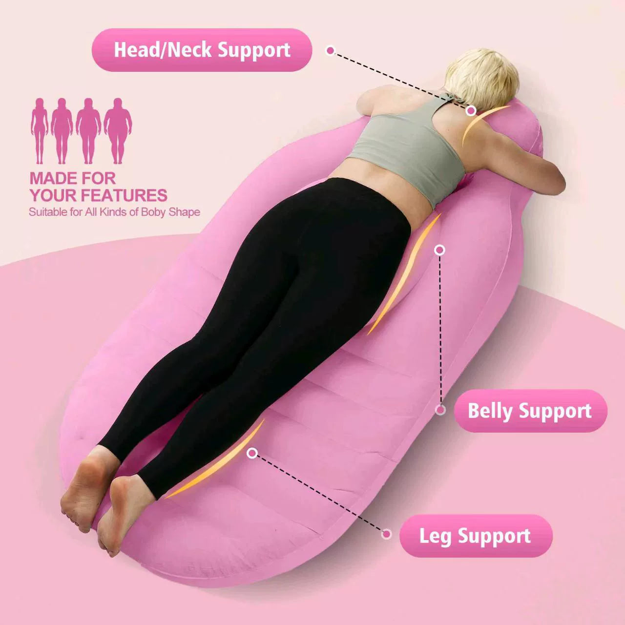 Pregnant Woman Air Mattress with Abdominal Hole,The best for Prone Sleep, PVC Inflatable Maternity Mattress