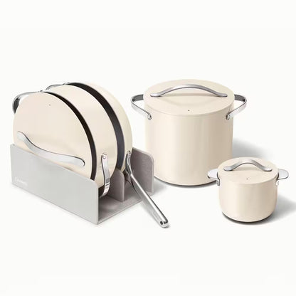 Cookware+ 8-Piece Ceramic Nonstick Cookware Set in Cream