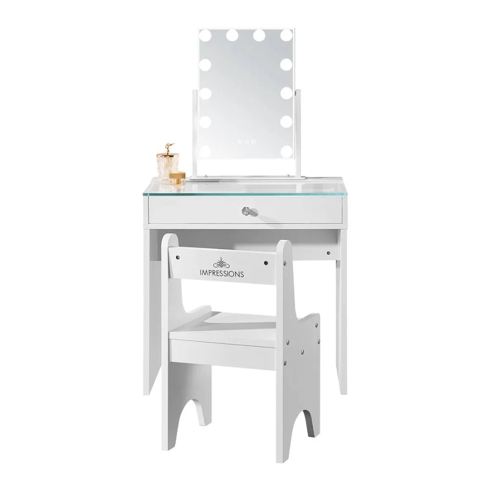 Impressions Vanity Slaystation Little Princess Vanity Set, Vanity Table with Mirror & Chair (White)