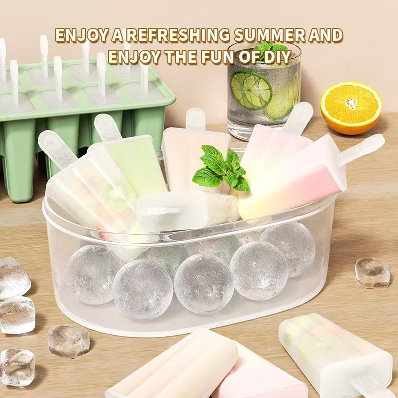 Popsicle Molds Silicone 10 Cavity Popsicle Trays Freezer,Homemade Ice Cream Molds,Large Ice Pop Maker,Reusable Ice Lolly Mould