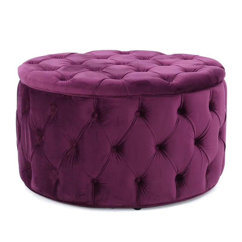 Koehn 29.5" Wide Tufted round Cocktail Ottoman Plush Comfort Versatile Design Durable Build Stylish Aesthetics
