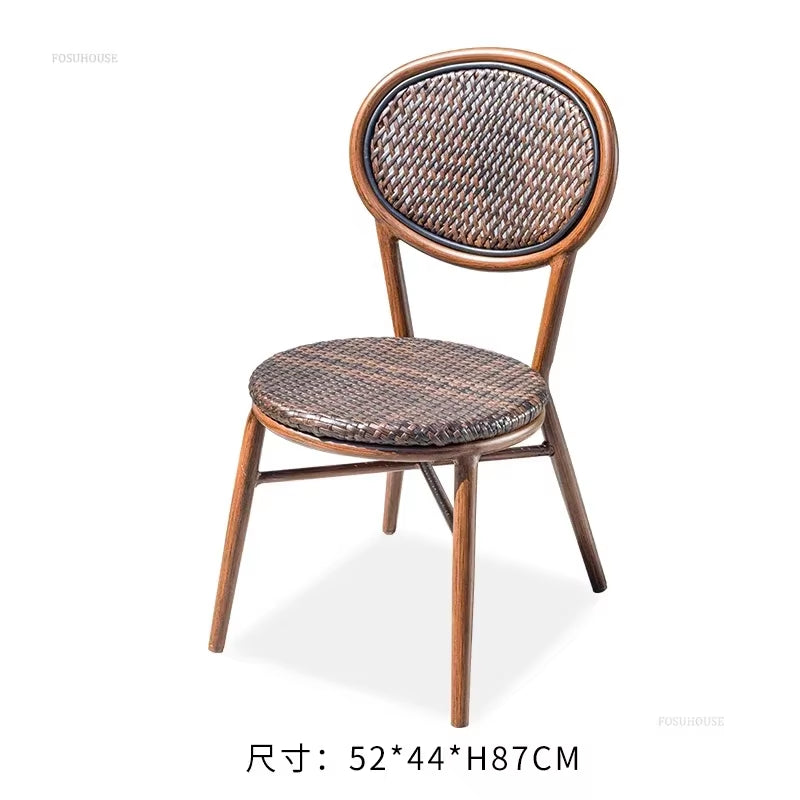 Courtyard Outdoor Garden Chairs Leisure Dining Chair Aluminum Alloy Rope Chairs Villa Garden Waterproof Sunscreen Outdoor Chairs