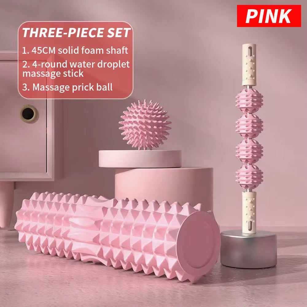 [Three Piece Massage Set] Massage Prick Ball, Massage Roller, Foam Massage Roller Shaft - a Necessary Household Massage Artifact