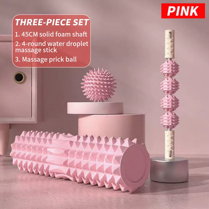 [Three Piece Massage Set] Massage Prick Ball, Massage Roller, Foam Massage Roller Shaft - a Necessary Household Massage Artifact