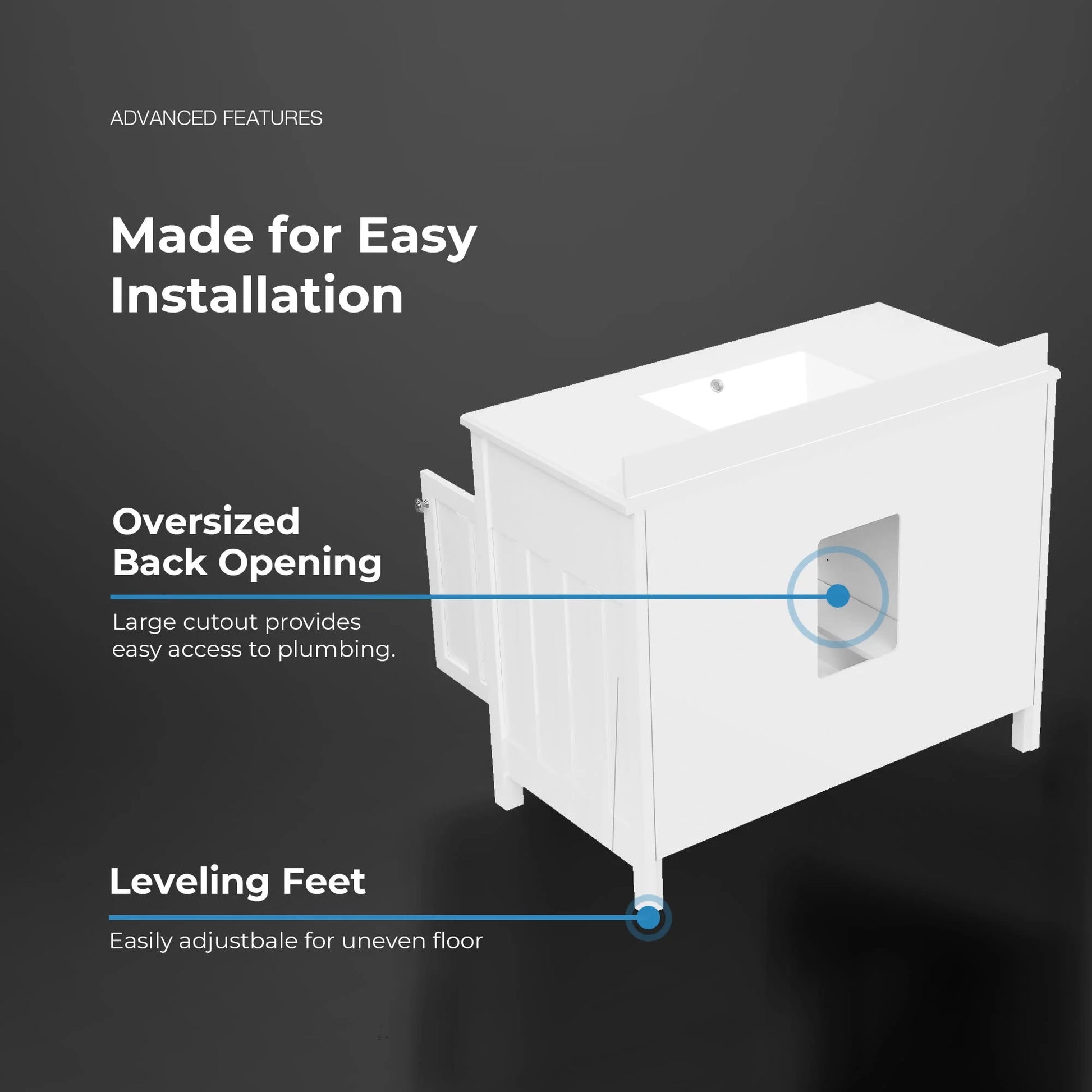 Mvnc42 New Chateau 42" Free Standing Single Vanity Set - White