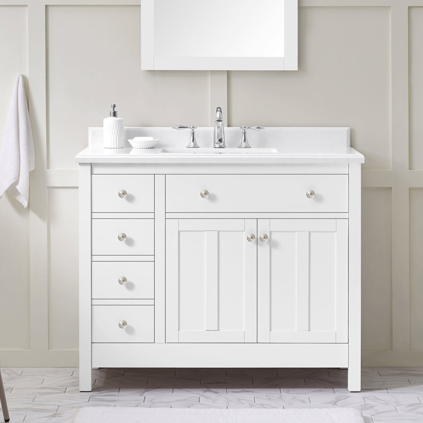 Mvnc42 New Chateau 42" Free Standing Single Vanity Set - White