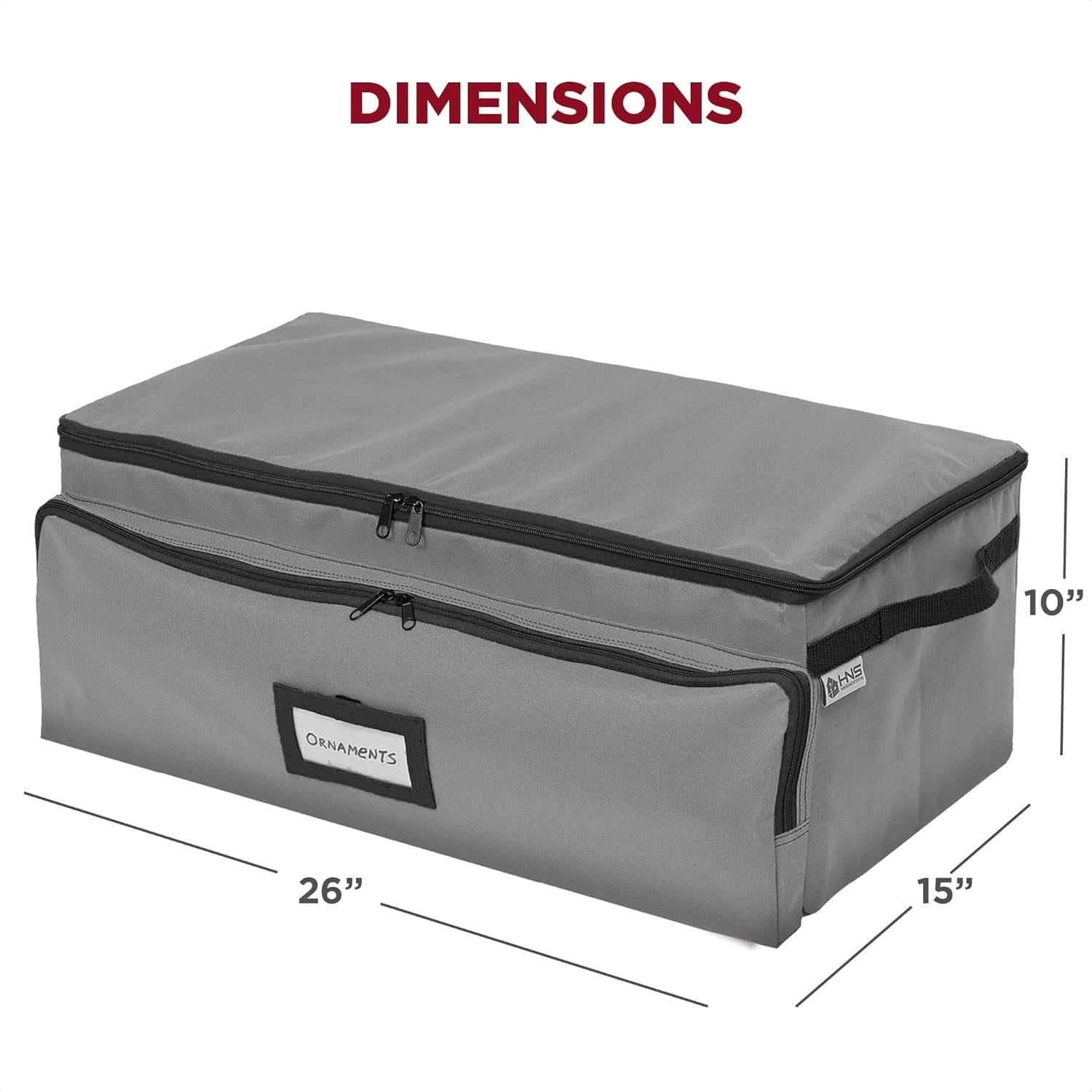 Premium Christmas Ornament Storage Box – Holds up to 72-3” Ornaments + 8 Side Slots for Figurines & Nutcrackers – Holiday Decoration Organizer – Durable 600D Grey Canvas