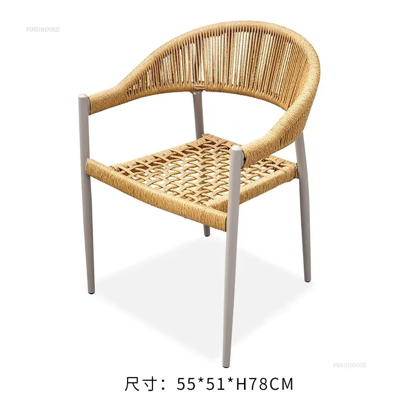 Courtyard Outdoor Garden Chairs Leisure Dining Chair Aluminum Alloy Rope Chairs Villa Garden Waterproof Sunscreen Outdoor Chairs