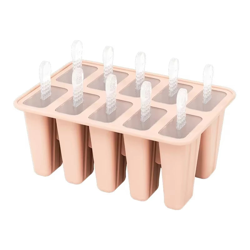Popsicle Molds Silicone 10 Cavity Popsicle Trays Freezer,Homemade Ice Cream Molds,Large Ice Pop Maker,Reusable Ice Lolly Mould