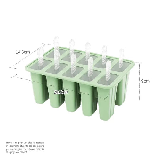 Popsicle Molds Silicone 10 Cavity Popsicle Trays Freezer,Homemade Ice Cream Molds,Large Ice Pop Maker,Reusable Ice Lolly Mould