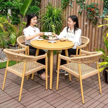 Courtyard Outdoor Garden Chairs Leisure Dining Chair Aluminum Alloy Rope Chairs Villa Garden Waterproof Sunscreen Outdoor Chairs