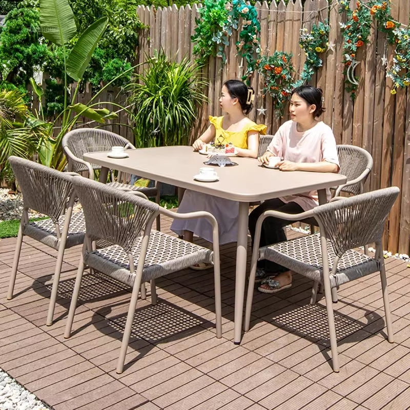 Courtyard Outdoor Garden Chairs Leisure Dining Chair Aluminum Alloy Rope Chairs Villa Garden Waterproof Sunscreen Outdoor Chairs