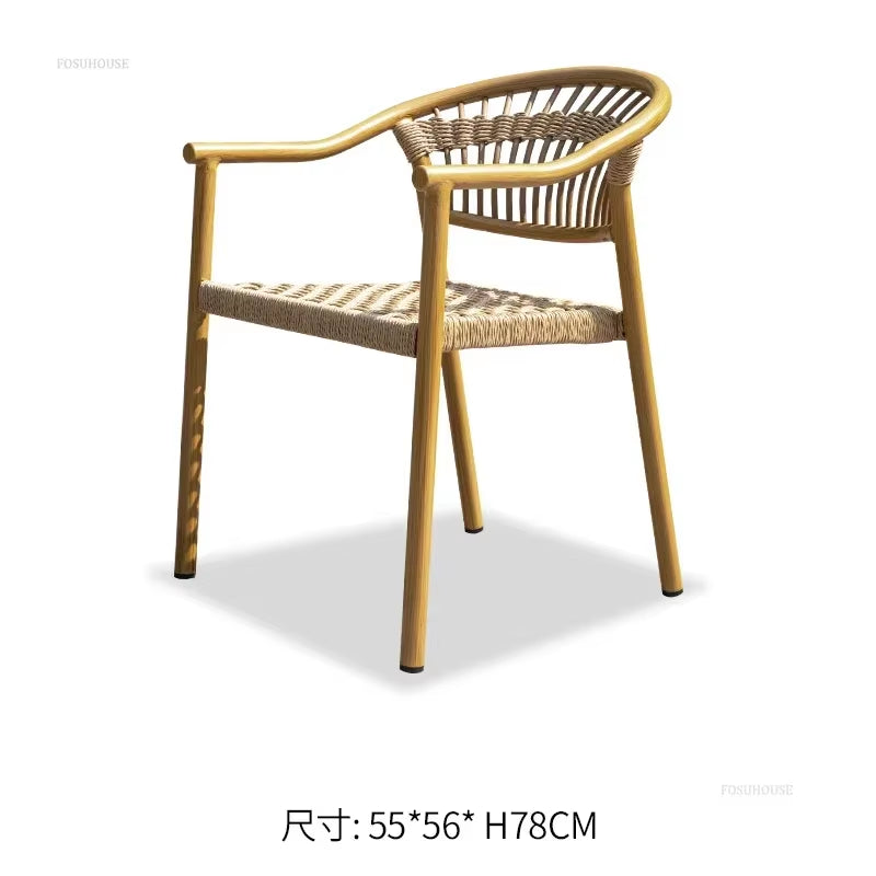 Courtyard Outdoor Garden Chairs Leisure Dining Chair Aluminum Alloy Rope Chairs Villa Garden Waterproof Sunscreen Outdoor Chairs