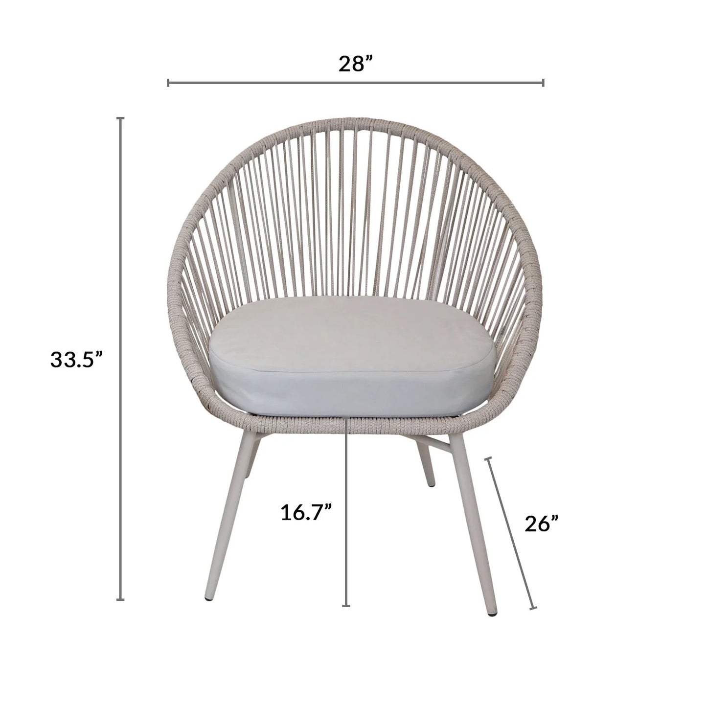 3-Piece Patio Table Chairs Bistro Set, Grey, Outdoor All