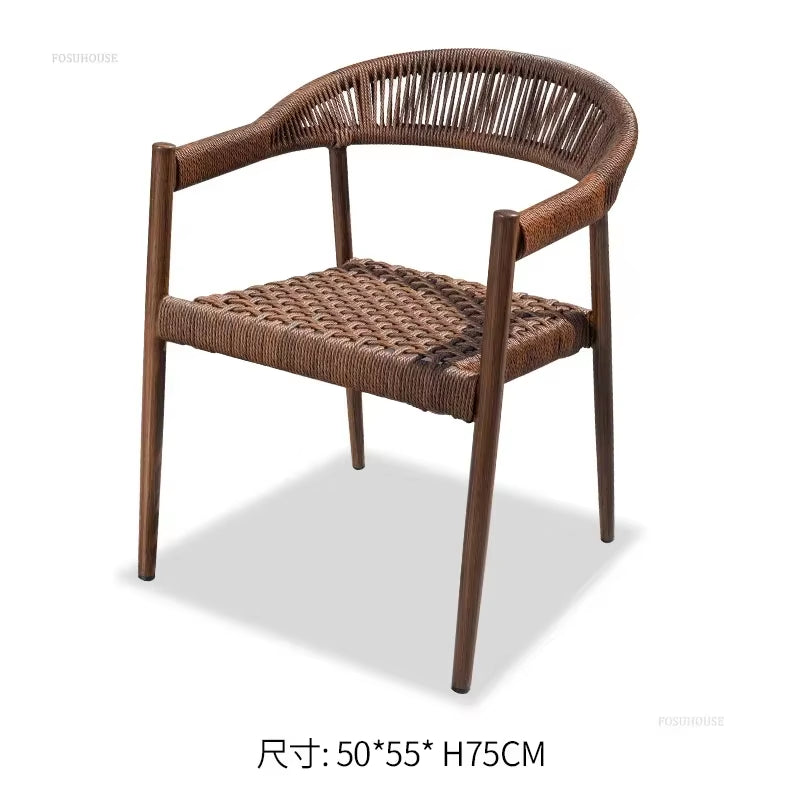Courtyard Outdoor Garden Chairs Leisure Dining Chair Aluminum Alloy Rope Chairs Villa Garden Waterproof Sunscreen Outdoor Chairs