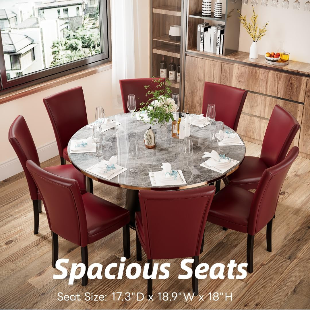 Upholstered Parsons Dining Chairs, Faux Leather Dining Room Kitchen Side Chair with Solid Wood Legs for Living Room Bedroom Outdoor Lounge Guest Cafe