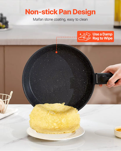 VEVOR 17 Pcs Nonstick Cookware Set Granite Pots and Pans Set Induction Cookwares Kitchen Cooking Set with Frying Sauce Saute Pan