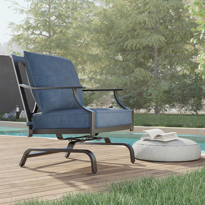 Outdoor Chairs,Outdoor Rocking Chairs Motion Chairs Set of 2,Patio Seating Chairs with Olefin Cushions,Peacock Blue