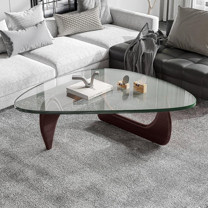 Noguchi Table Triangle Glass Coffee Table for Living Room, Patio, Study