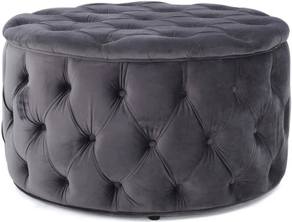 Koehn 29.5" Wide Tufted round Cocktail Ottoman Plush Comfort Versatile Design Durable Build Stylish Aesthetics