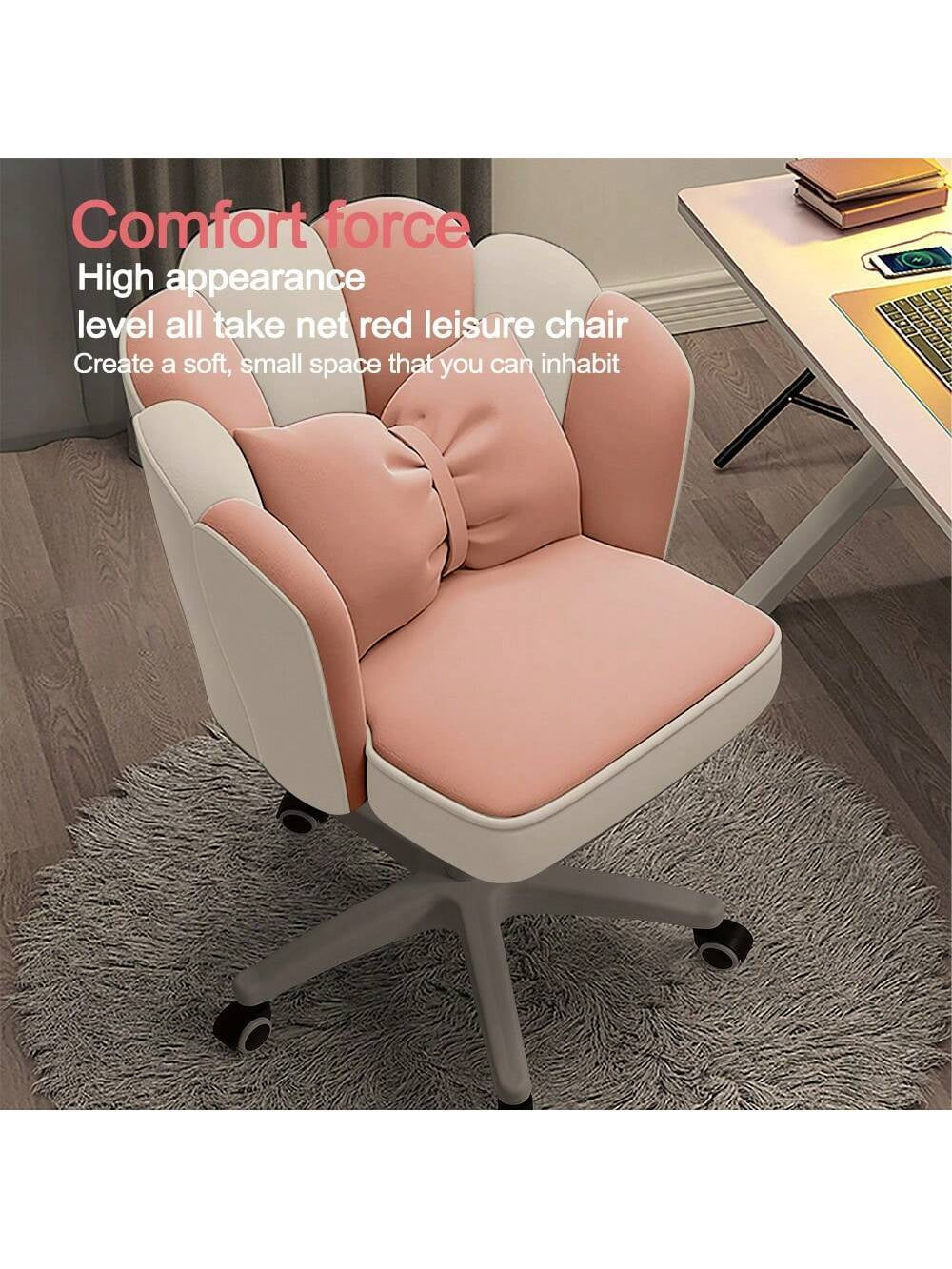 Office Chair Cute Petal Desk Chair, Modern Fabric Home Butterfly Chairs Height Adjustable Chair Makeup Chairs Computer Chairs