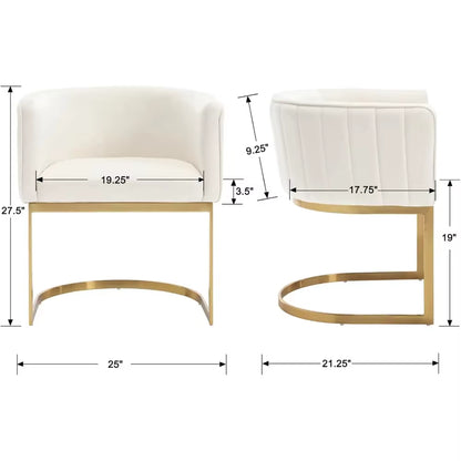 Dining Chairs Set of 4, Velvet with Metal Frame Comfy Upholstered Side Barrel Chairs, Kitchen Chairs Set