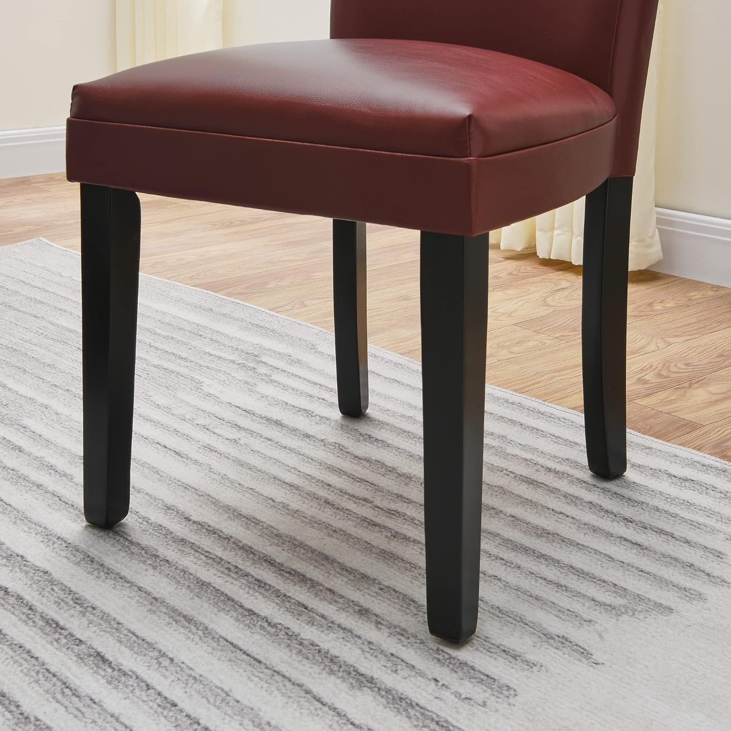 Upholstered Parsons Dining Chairs, Faux Leather Dining Room Kitchen Side Chair with Solid Wood Legs for Living Room Bedroom Outdoor Lounge Guest Cafe