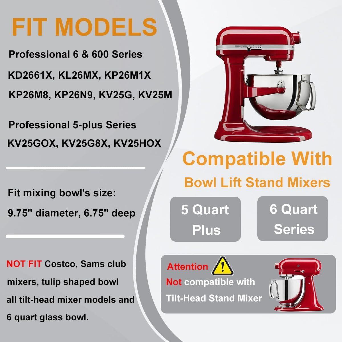 Flex Edge Beater for Kitchen Aid Mixer 6 Quart Bowl-Lift Stand Mixer, 6 QT