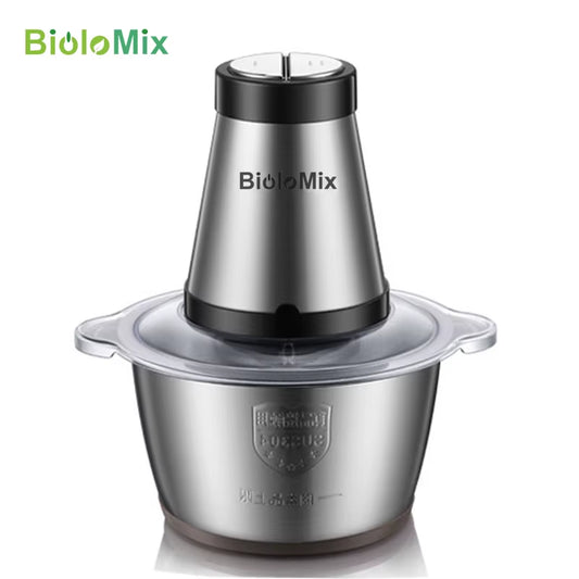 2 Speeds 500W Stainless Steel 2L Capacity Electric Chopper Meat Grinder Mincer Food Processor Slicer