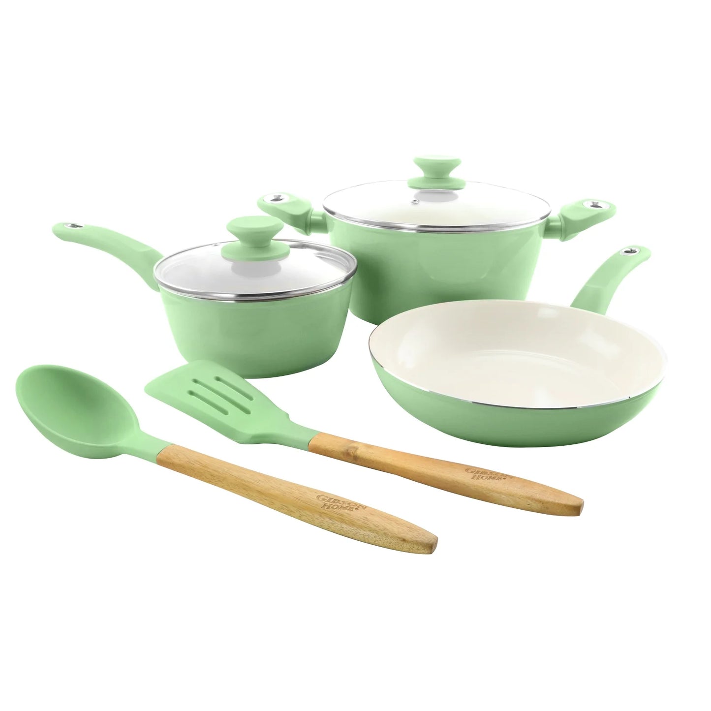 Gibson Town Market Square 7 Piece Non-Stick Enameled Essential Cookware and Cooking Utensil Set