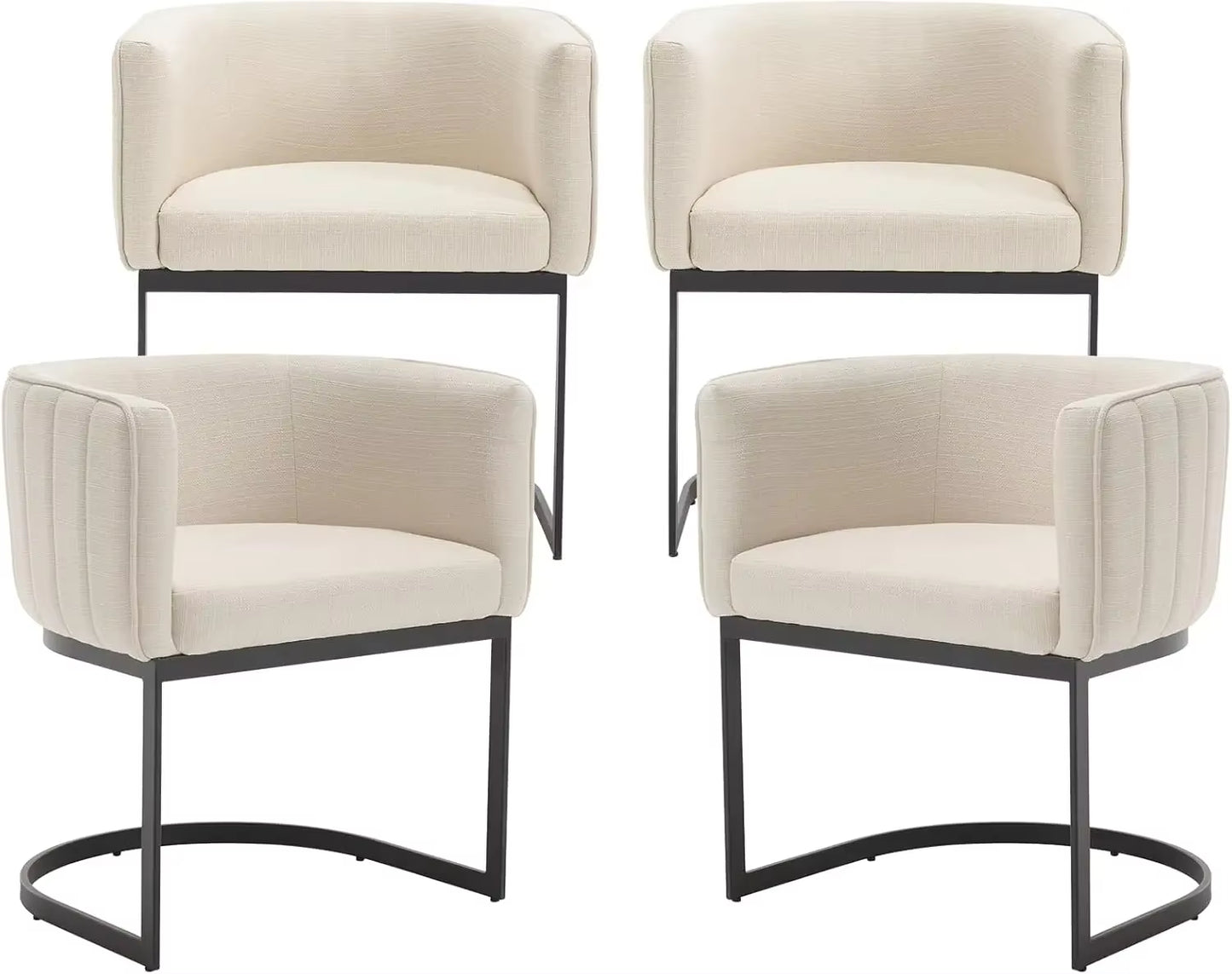 Dining Chairs Set of 4, Velvet with Metal Frame Comfy Upholstered Side Barrel Chairs, Kitchen Chairs Set