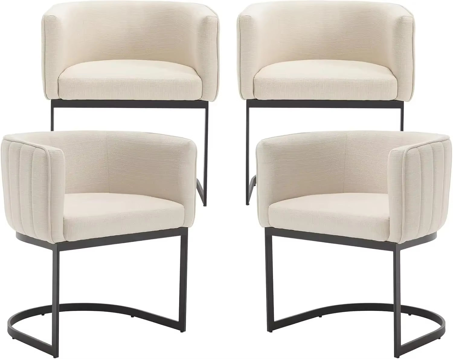 Dining Chairs Set of 4, Velvet with Metal Frame Comfy Upholstered Side Barrel Chairs, Kitchen Chairs Set