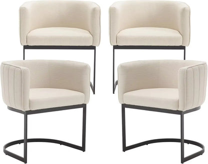 Dining Chairs Set of 4, Velvet with Metal Frame Comfy Upholstered Side Barrel Chairs, Kitchen Chairs Set