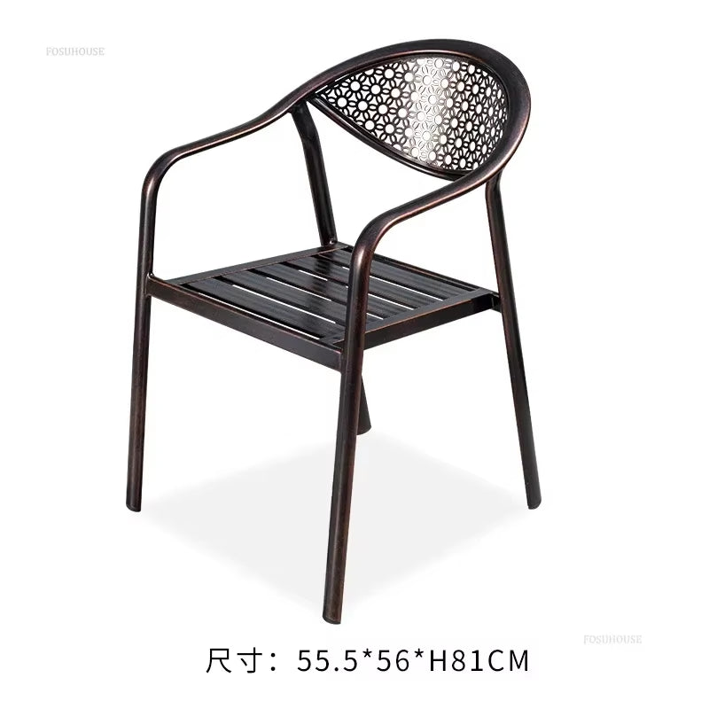 Courtyard Outdoor Garden Chairs Leisure Dining Chair Aluminum Alloy Rope Chairs Villa Garden Waterproof Sunscreen Outdoor Chairs