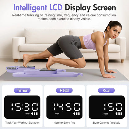 Pilates Reformer Board AB Portable Split Resistance Gym Equipment with Resistance Bands LCD Display Full Body Workout Machine