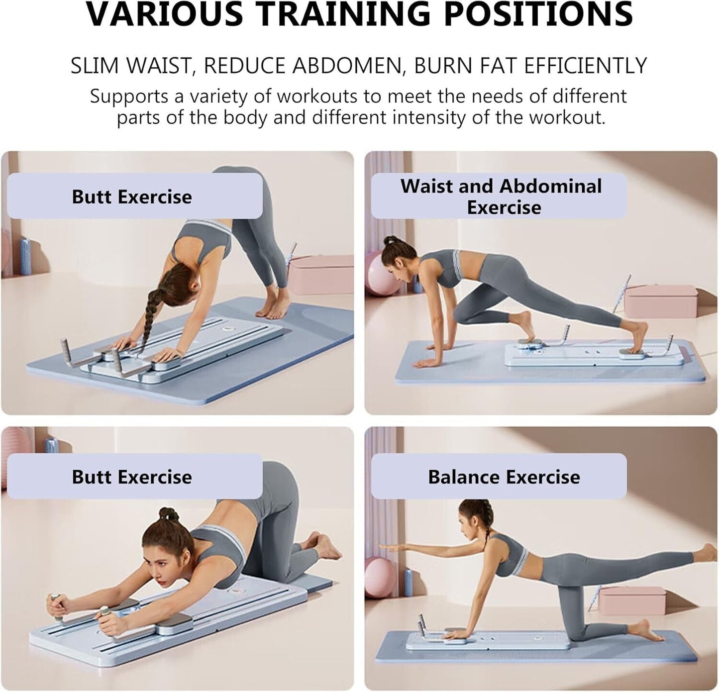 Pilates Reformer Board, Portable and Foldable Abdominal Core Trainer Equipment