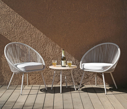 3-Piece Patio Table Chairs Bistro Set, Grey, Outdoor All