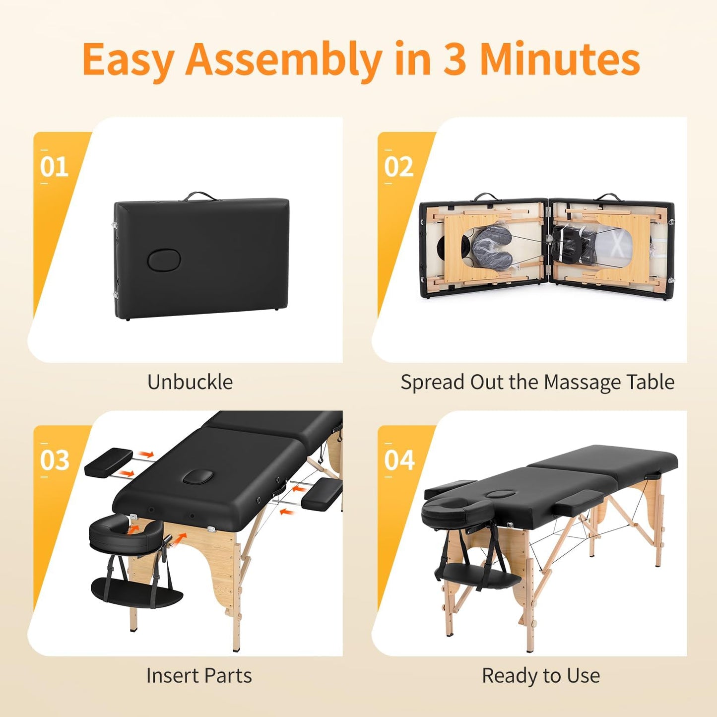 Massage Bed Portable Massage Table 24 Inch Wide Lash Bed Height Adjustable 2 Folding Spa Table with Non-Woven Bag for Spa Footmassage Facial Carespa Tattoo