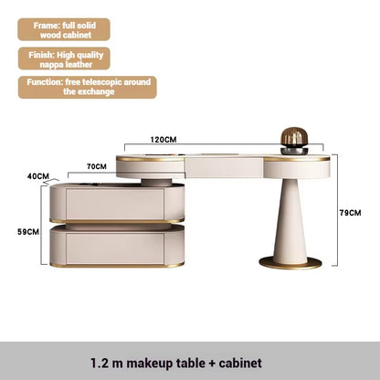 Aesthetic Storage Dresser Luxury Desing Led Light Mirror Kawaii Dressing Table White Aesthetic Comoda Pra Quarto Salon Furniture