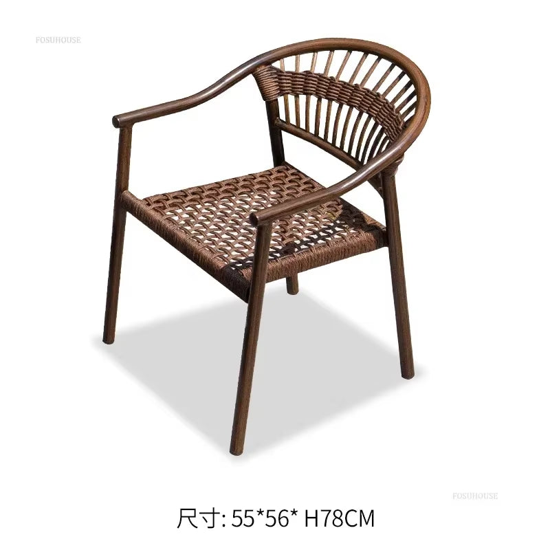 Courtyard Outdoor Garden Chairs Leisure Dining Chair Aluminum Alloy Rope Chairs Villa Garden Waterproof Sunscreen Outdoor Chairs