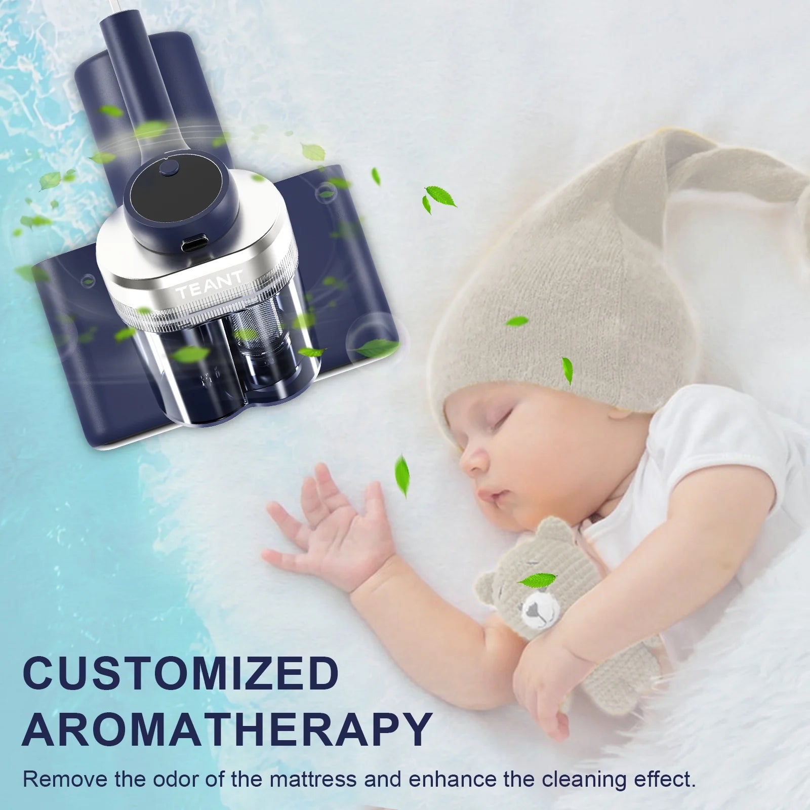 Mattress Vacuum Bed Vacuum Cleaner with 253.7Nm UV-C Light, Hyper Helix Motor with 16Kpa Strong Suction & 33000 Rpm/Min Tapping, HEPA Filter,149℉ Heat & Ultrasonic & Anion for Bed and Pet