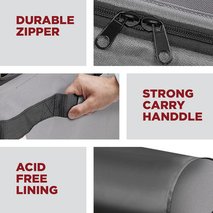 Premium Christmas Ornament Storage Box – Holds up to 72-3” Ornaments + 8 Side Slots for Figurines & Nutcrackers – Holiday Decoration Organizer – Durable 600D Grey Canvas